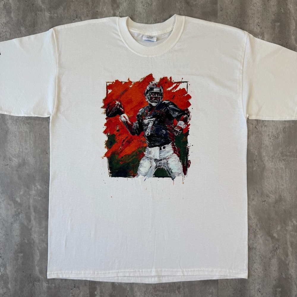 Vintage Denver Broncos John Elway T-Shirt Mens XL White Revenge Tour NFL 1997